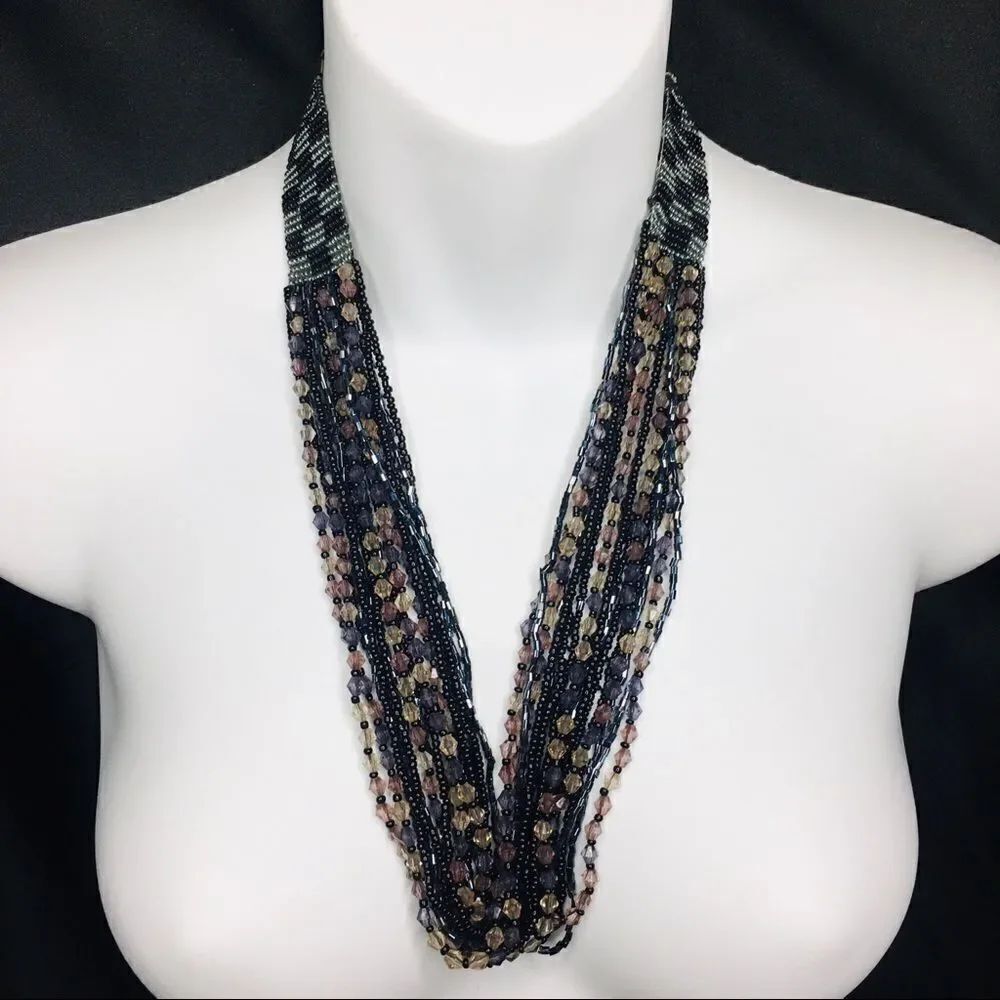 Multi Strand Mixed Sead Beads Bohemian Necklace 4415
